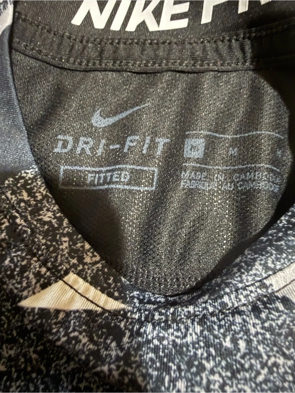 Nike Pro Boys Black, Gray & White Graphic Compression Top
